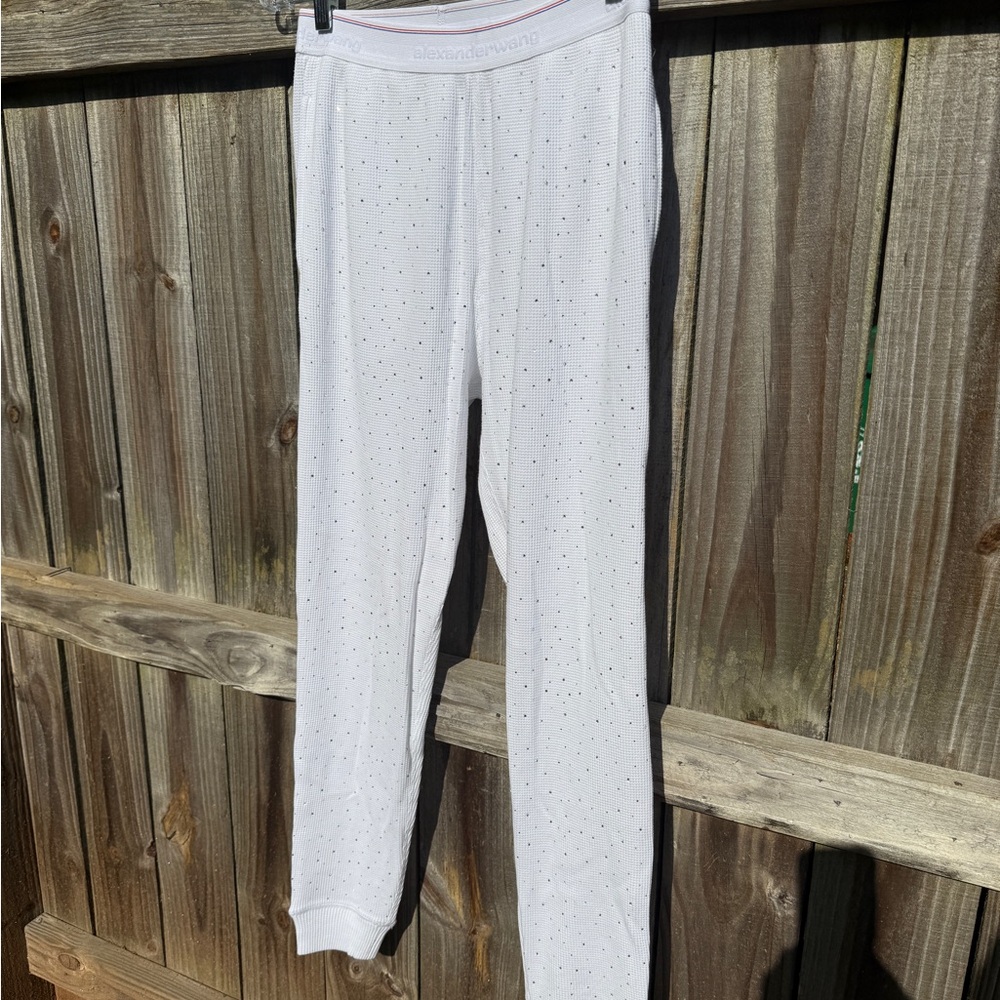 Alexander Wang “Hot Fix” White Track Pants with Sequins
